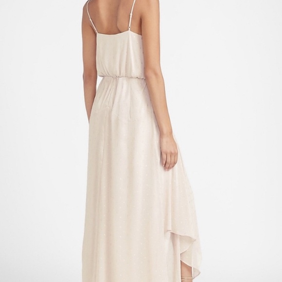 Express Pink Metallic Clip Dot Asymmetrical Hem Maxi Dress - Picture 2 of 6